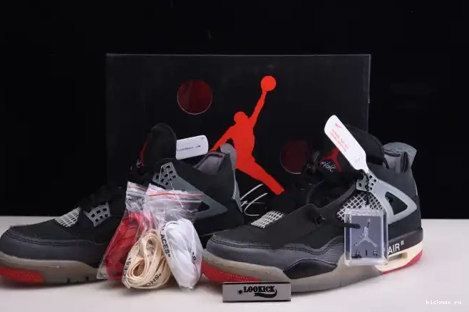Rep Kickmax 4 Bred Air Jordan Retro CV9388-001 Off x White 0529